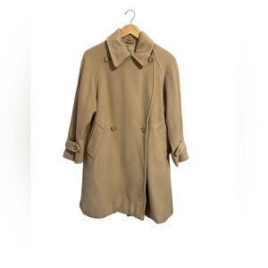 MaxMara Cream and Tan Trench Coat Mid Length Double Breasted Rangel Sleeves M